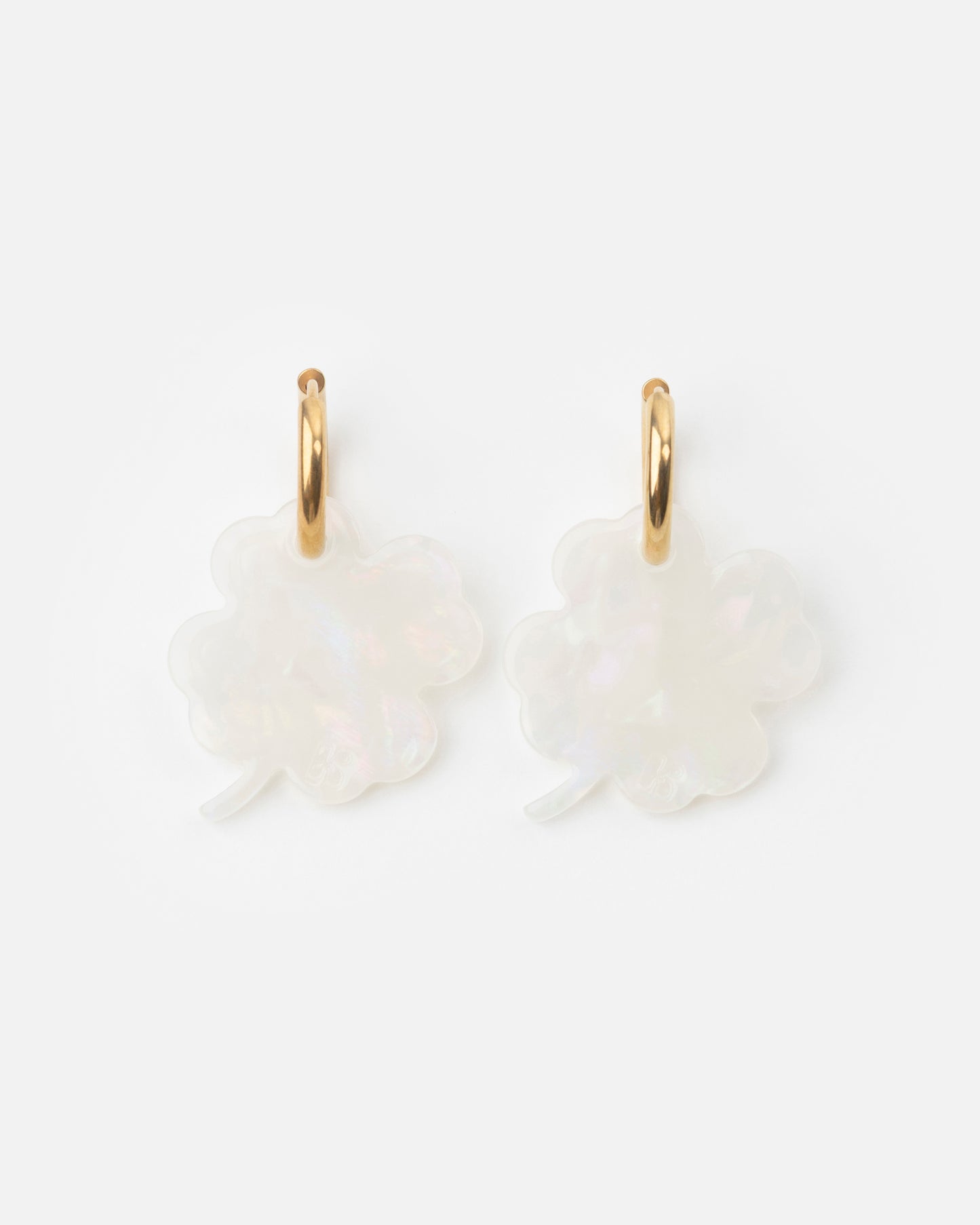Boucles d'oreilles TRÈFLE - Irisé Blanc -